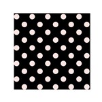 Polka Dots - Misty Rose Pink on Black Small Satin Scarf  (Square)