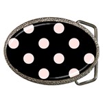 Polka Dots - Misty Rose Pink on Black Belt Buckle