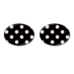 Polka Dots - Misty Rose Pink on Black Cufflinks (Oval)