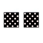 Polka Dots - Misty Rose Pink on Black Cufflinks (Square)
