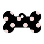 Polka Dots - Misty Rose Pink on Black Dog Tag Bone (One Side)
