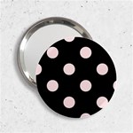 Polka Dots - Misty Rose Pink on Black 2.25  Handbag Mirror