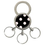 Polka Dots - Misty Rose Pink on Black 3-Ring Key Chain