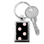 Polka Dots - Misty Rose Pink on Black Key Chain (Rectangle)