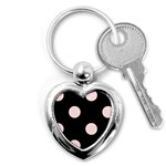 Polka Dots - Misty Rose Pink on Black Key Chain (Heart)