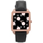 Polka Dots - Misty Rose Pink on Black Rose Gold Leather Watch