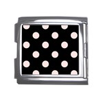 Polka Dots - Misty Rose Pink on Black Mega Link Italian Charm (18mm)