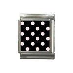 Polka Dots - Misty Rose Pink on Black Italian Charm (13mm)