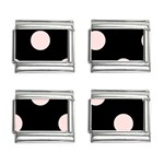 Polka Dots - Misty Rose Pink on Black 9mm Italian Charm (4 pack)