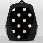 Polka Dots - Misty Rose Pink on Black Backpack Bag