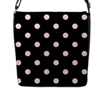Polka Dots - Misty Rose Pink on Black Flap Closure Messenger Bag (L)