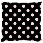 Polka Dots - Misty Rose Pink on Black Large Cushion Case (One Side)