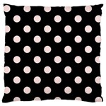 Polka Dots - Misty Rose Pink on Black Large Flano Cushion Case (Two Sides)