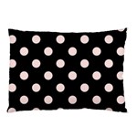 Polka Dots - Misty Rose Pink on Black Pillow Case (One Side)