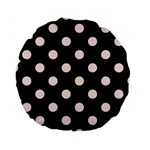 Polka Dots - Misty Rose Pink on Black Standard 15  Premium Round Cushion