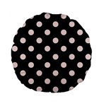 Polka Dots - Misty Rose Pink on Black Standard 15  Premium Flano Round Cushion