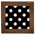 Polka Dots - Misty Rose Pink on Black Framed Tile