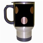 Polka Dots - Misty Rose Pink on Black Travel Mug (Silver Gray)