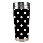 Polka Dots - Misty Rose Pink on Black Stainless Steel Travel Tumbler