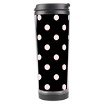 Polka Dots - Misty Rose Pink on Black Travel Tumbler