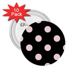 Polka Dots - Misty Rose Pink on Black 2.25  Button (10 pack)
