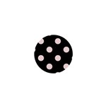 Polka Dots - Misty Rose Pink on Black 1  Mini Magnet