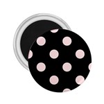 Polka Dots - Misty Rose Pink on Black 2.25  Magnet