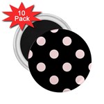 Polka Dots - Misty Rose Pink on Black 2.25  Magnet (10 pack)