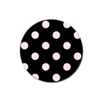 Polka Dots - Misty Rose Pink on Black Magnet 3  (Round)