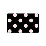 Polka Dots - Misty Rose Pink on Black Magnet (Name Card)