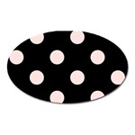 Polka Dots - Misty Rose Pink on Black Magnet (Oval)