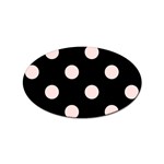 Polka Dots - Misty Rose Pink on Black Sticker Oval (10 pack)