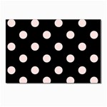 Polka Dots - Misty Rose Pink on Black Postcard 4 x 6  (Pkg of 10)
