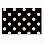 Polka Dots - Misty Rose Pink on Black Postcards 5  x 7  (Pkg of 10)