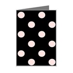 Polka Dots - Misty Rose Pink on Black Mini Greeting Card
