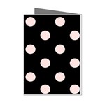 Polka Dots - Misty Rose Pink on Black Mini Greeting Cards (Pkg of 8)