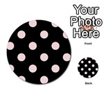 Polka Dots - Misty Rose Pink on Black Multi-purpose Cards (Round)