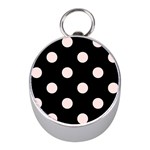 Polka Dots - Misty Rose Pink on Black Silver Compass (Mini)