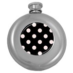 Polka Dots - Misty Rose Pink on Black Hip Flask (5 oz)