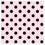 Polka Dots - Black on Piggy Pink Large Satin Scarf (Square)