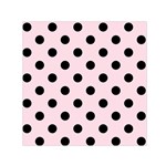 Polka Dots - Black on Piggy Pink Small Satin Scarf  (Square)