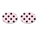 Polka Dots - Black on Piggy Pink Cufflinks (Oval)