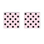 Polka Dots - Black on Piggy Pink Cufflinks (Square)