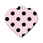 Polka Dots - Black on Piggy Pink Dog Tag Heart (Two Sides)