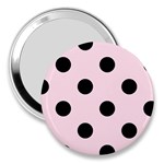 Polka Dots - Black on Piggy Pink 3  Handbag Mirror