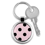 Polka Dots - Black on Piggy Pink Key Chain (Round)