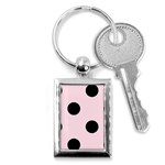 Polka Dots - Black on Piggy Pink Key Chain (Rectangle)