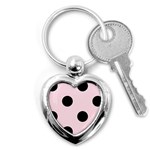 Polka Dots - Black on Piggy Pink Key Chain (Heart)