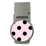Polka Dots - Black on Piggy Pink Money Clip (Round)