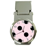 Polka Dots - Black on Piggy Pink Money Clip Watch